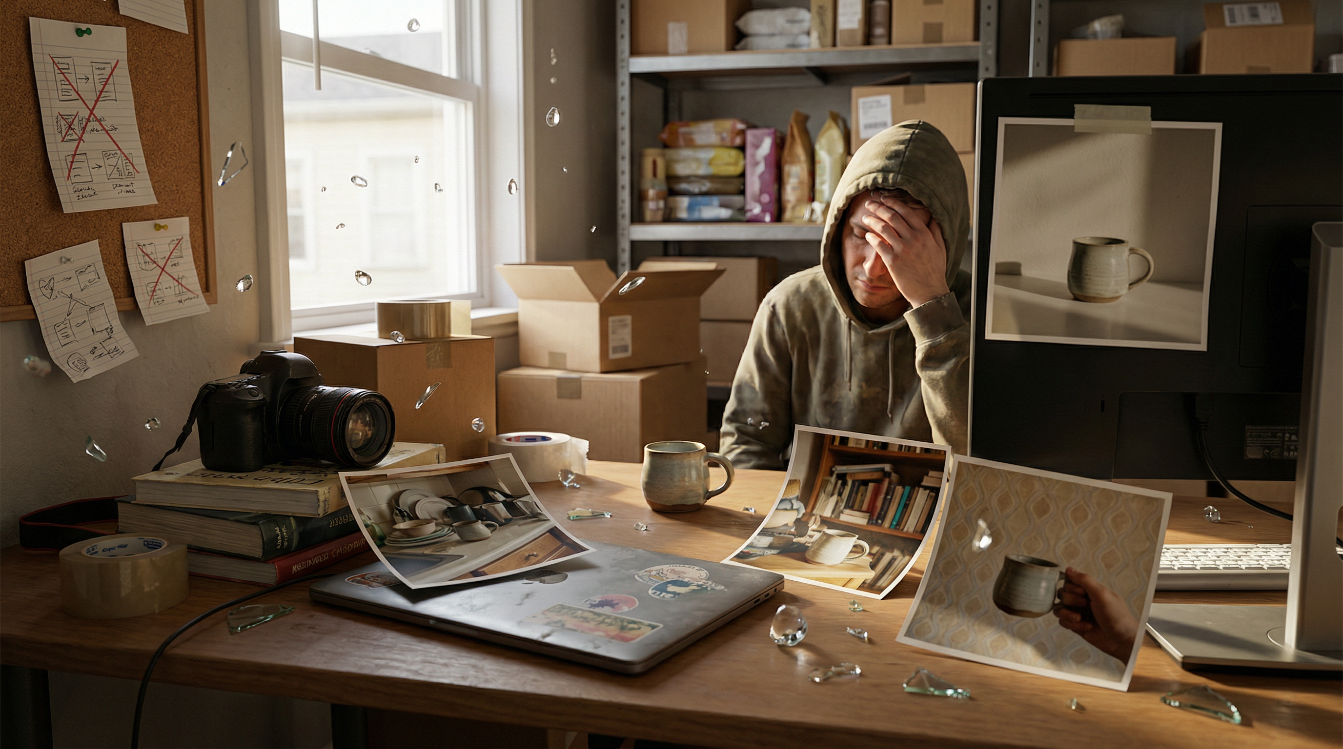 Various marketing materials created using AI background removal including social media posts, banners, and email graphics