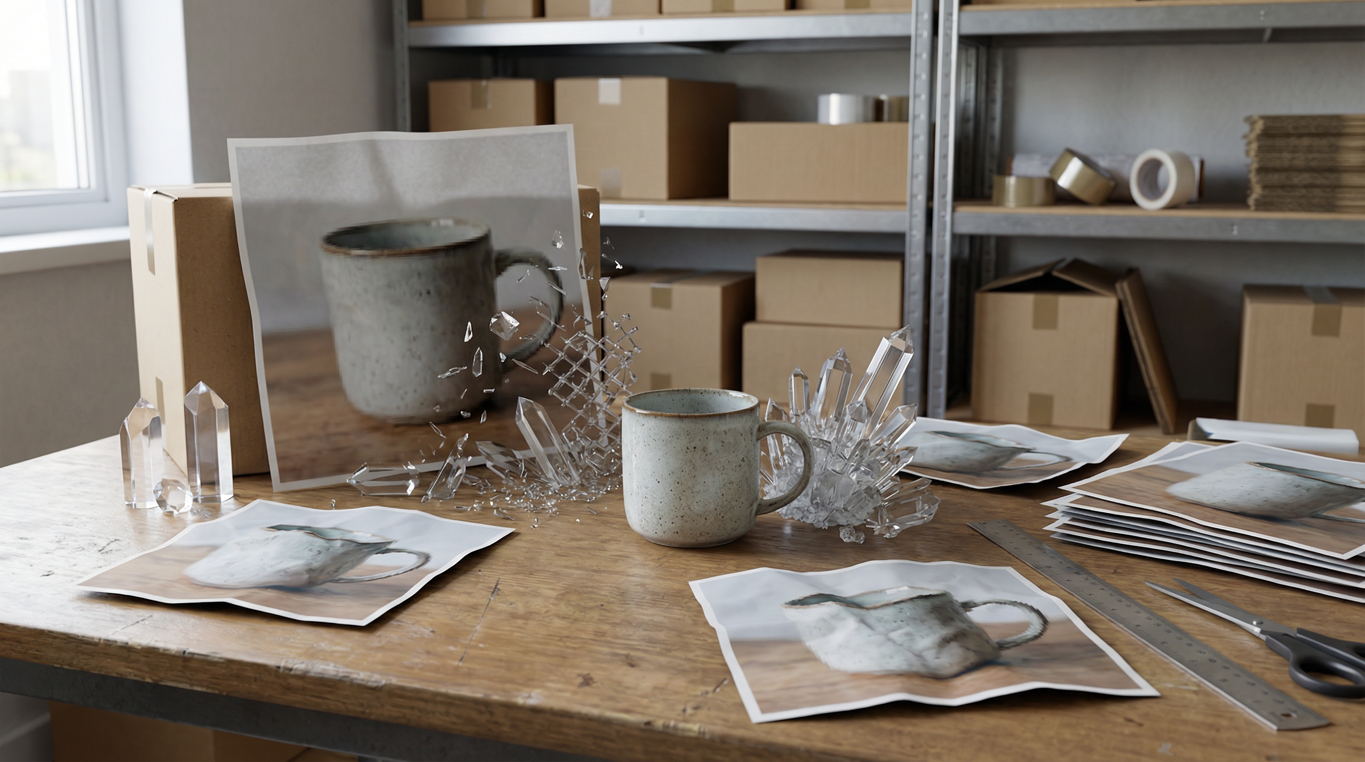 E-commerce product image upscaling showing small supplier photo transformed to high-resolution marketplace-ready image