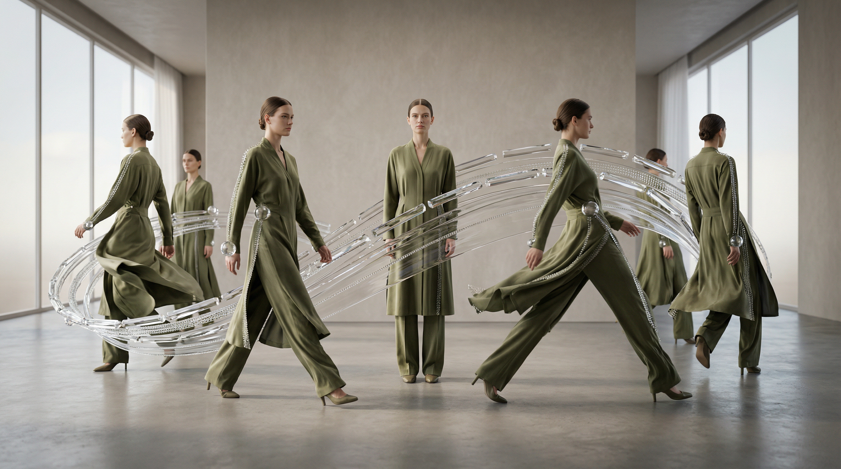 AI Model Reels transforming static fashion photography into dynamic runway walk video with fabric movement and natural model motion