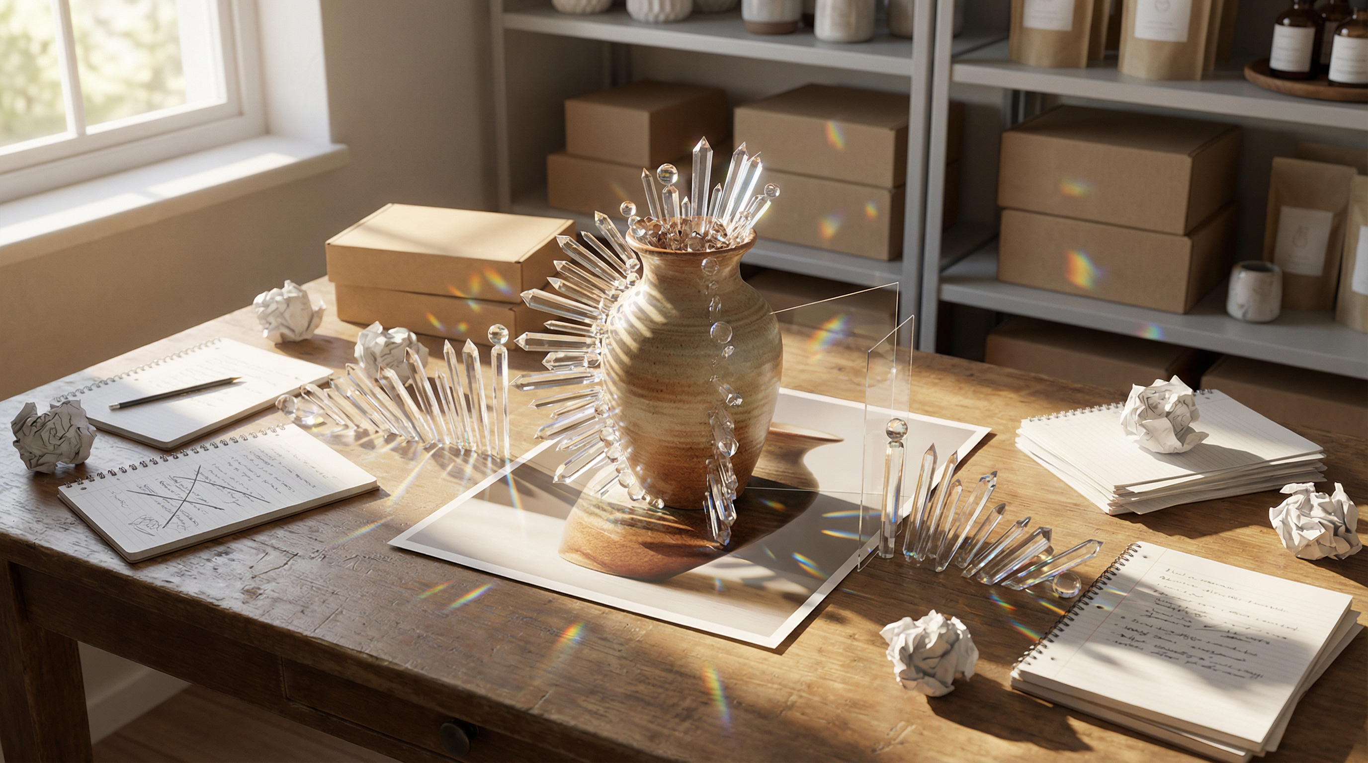 AI-generated product descriptions displayed on various e-commerce platforms including Shopify, Amazon, and Etsy