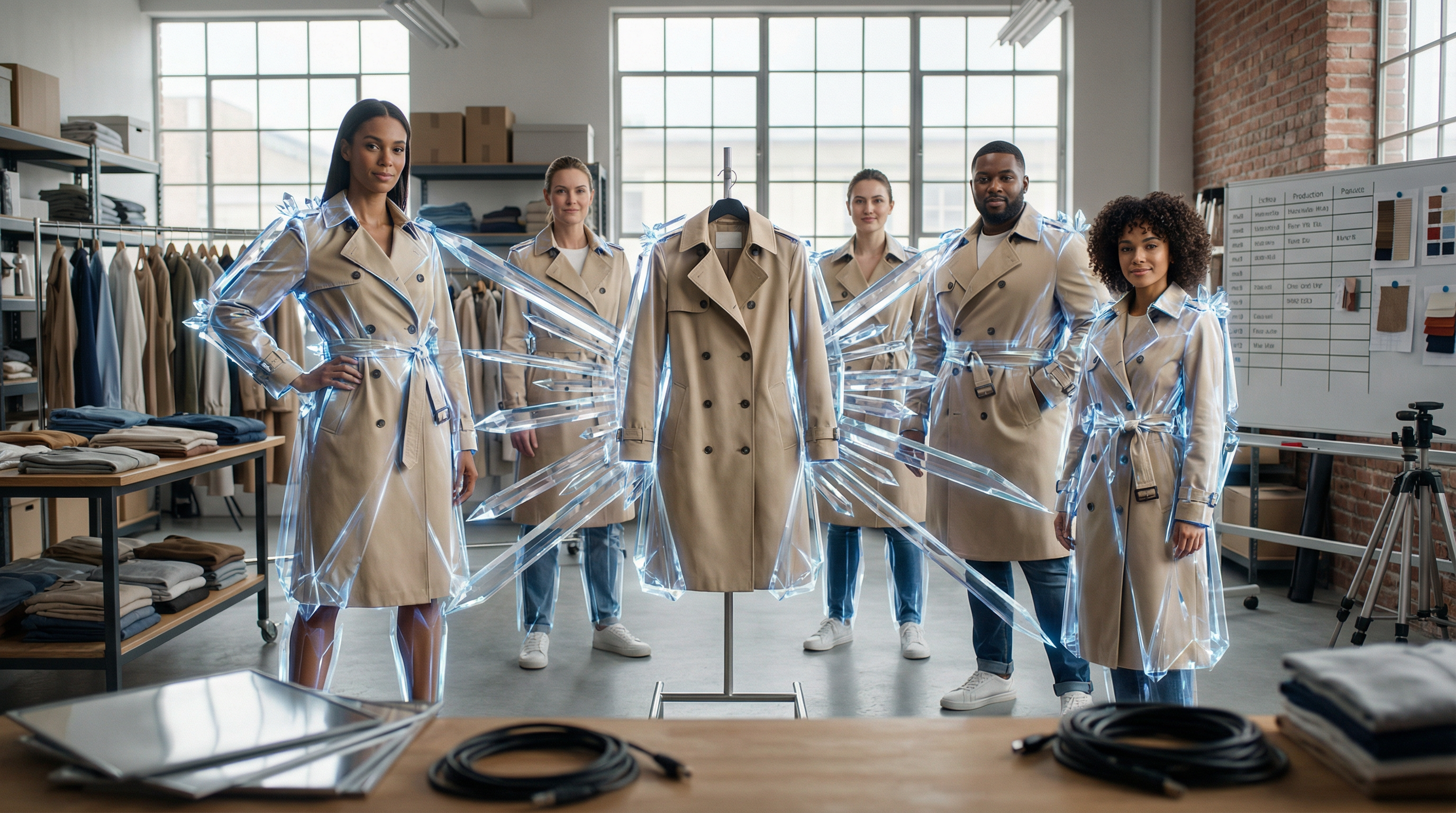 Before and after comparison showing flat lay clothing transformed into professional AI model photography with Product Try-On