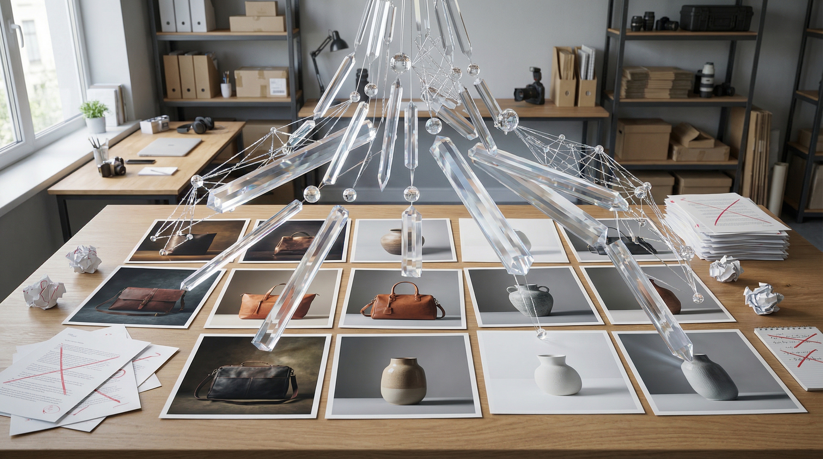 Grid showing 14 product images being transformed simultaneously with Nano Banana AI style transfer